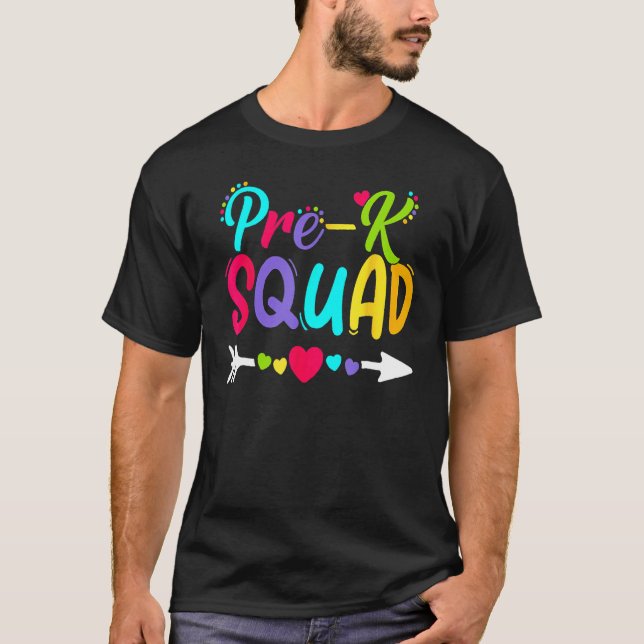 Camiseta Back To School Pre K  Squad Happy First Day Of Sch (Anverso)
