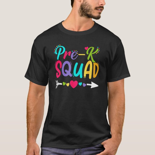 Camiseta Back To School Pre K  Squad Happy First Day Of Sch (Anverso)
