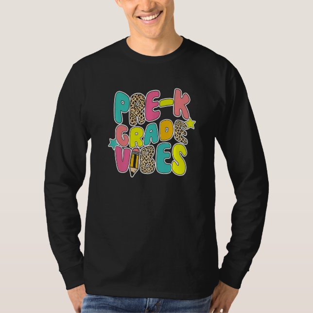 Camiseta Back To School Pre k Vibes Leopard Teacher Women K (Anverso)