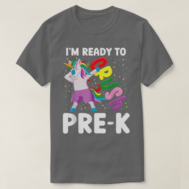 Camiseta Back To School  PreK Dabbing Unicorn Kids Girls  (Diseño del anverso)