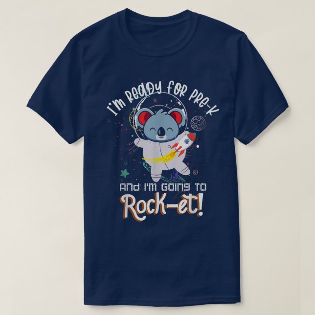 Camiseta Back To School PreK Space Rocket Astronaut Koala L (Diseño del anverso)