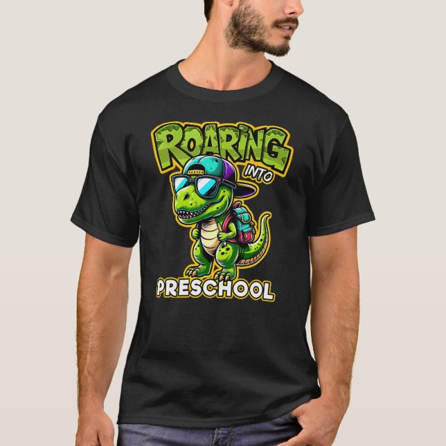 Camiseta Back to School Preschool Dinosaur First Day of Sch (Anverso)