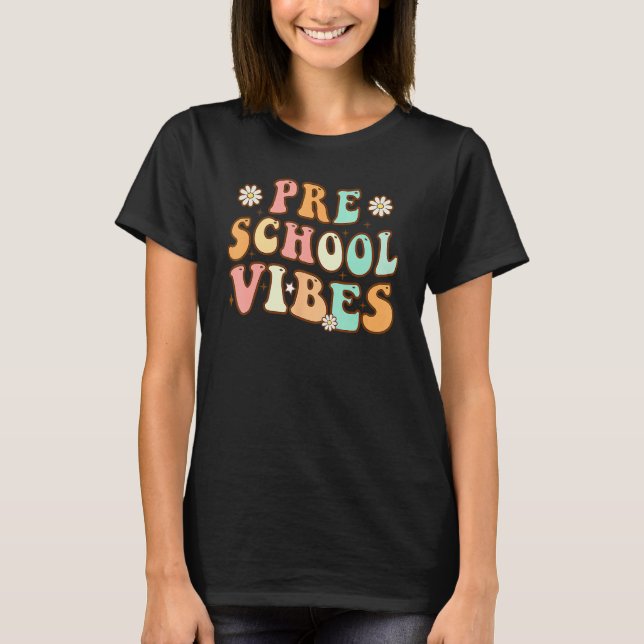 Camiseta Back To School Preschool Vibes Retro Teacher Nurse (Anverso)