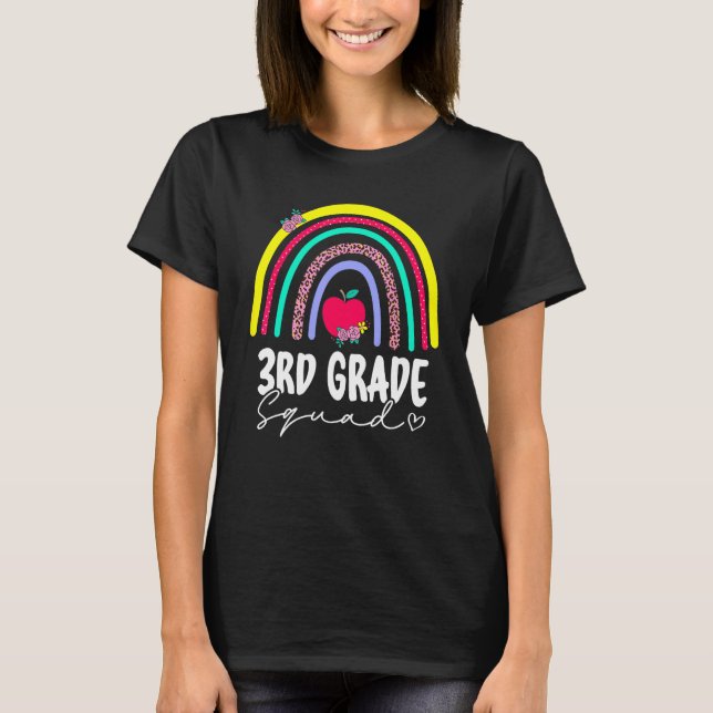 Camiseta Back To School Rainbow 3rd Third Grade Squad Teach (Anverso)