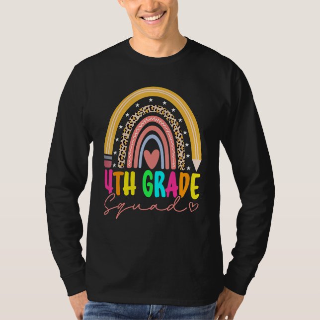 Camiseta Back To School Rainbow 4th Fourth Grade Squad For  (Anverso)