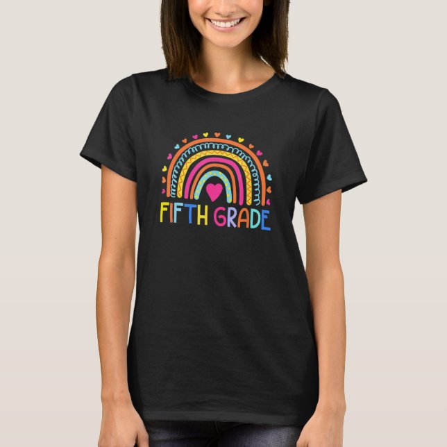 Camiseta Back To School Rainbow 5th Fifth Grade Squad For T (Anverso)