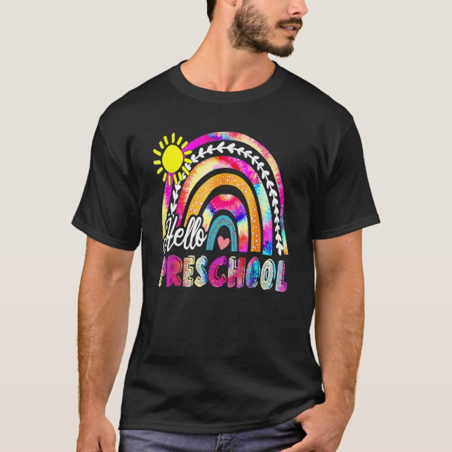 Camiseta Back To School Rainbow Boho Tie Dye Teacher Hello  (Anverso)