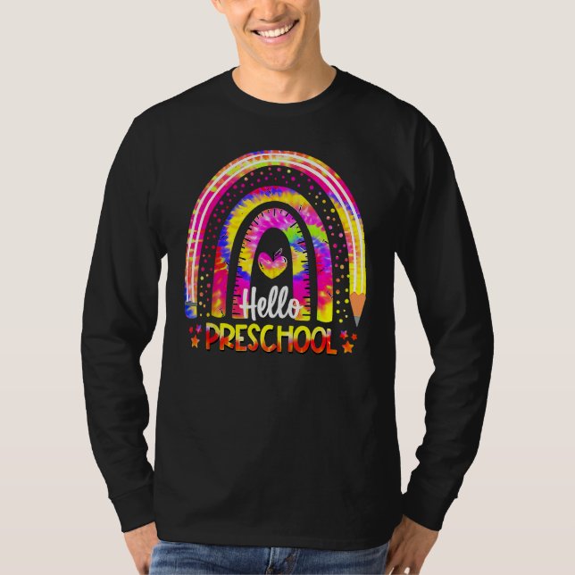 Camiseta Back To School Rainbow Boho Tie Dye Teacher Hello  (Anverso)