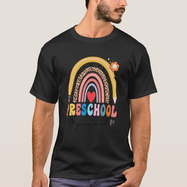 Camiseta Back To School Rainbow Preschool Squad Cute for Te (Anverso)