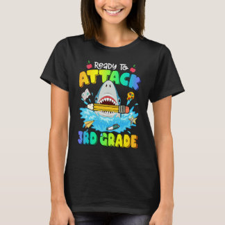 Camiseta Back To School Ready To Attack 3rd Grade Shark Boy
