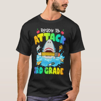 Camiseta Back To School Ready To Attack 3rd Grade Shark Boy