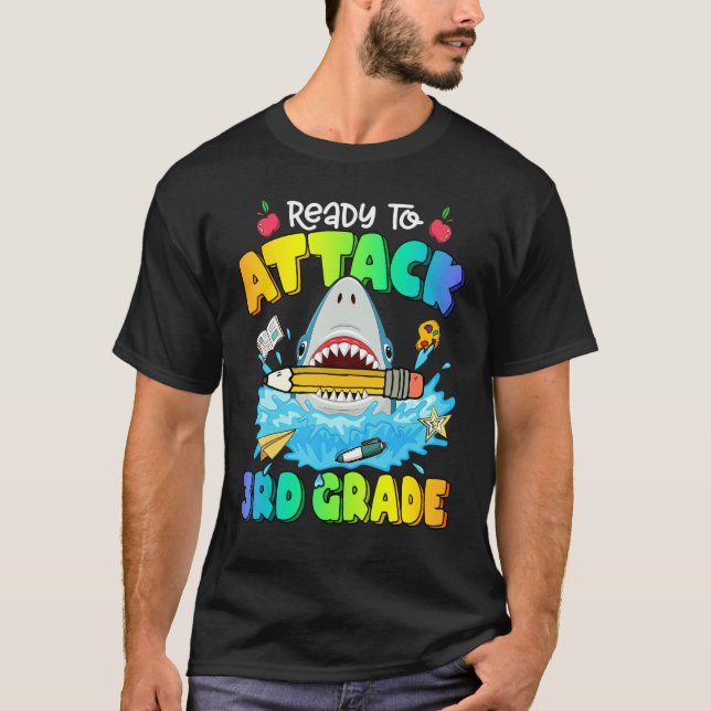 Camiseta Back To School Ready To Attack 3rd Grade Shark Boy (Anverso)