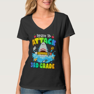 Camiseta Back To School Ready To Attack 3rd Grade Shark Boy