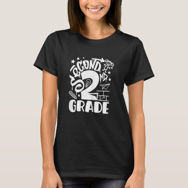 Camiseta Back To School Second 2nd Grade Teacher Girls Graf (Anverso)