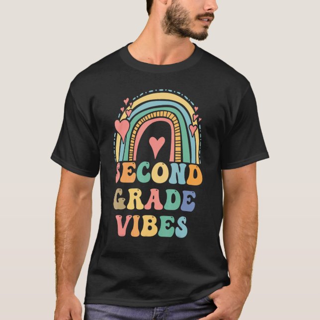 Camiseta Back To School Second Grade Vibes Groovy Teacher W (Anverso)