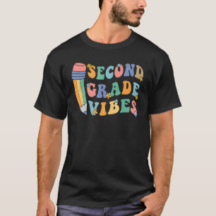 Camiseta Back To School Second Grade Vibes Retro Teacher Wo