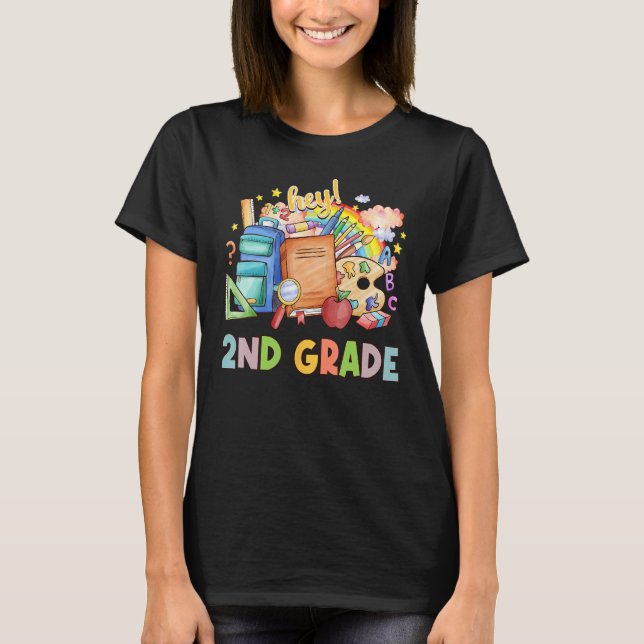 Camiseta Back To School Students Teacher Hey 2nd Second Gra (Anverso)