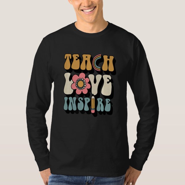 Camiseta Back To School Teach Love Inspire Retro Teacher (Anverso)