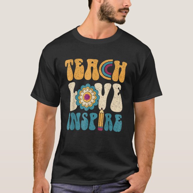 Camiseta Back To School Teach Love Inspire Retro Teachers_2 (Anverso)
