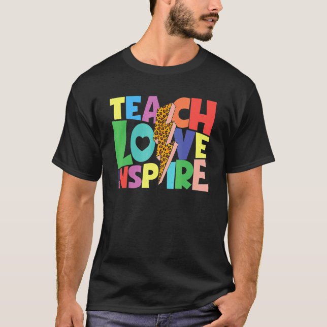 Camiseta Back To School Teach Love Inspire Teachers Leopard (Anverso)