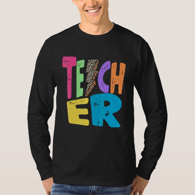 Camiseta Back To School Teacher Leopard Thunder Motivationa (Anverso)