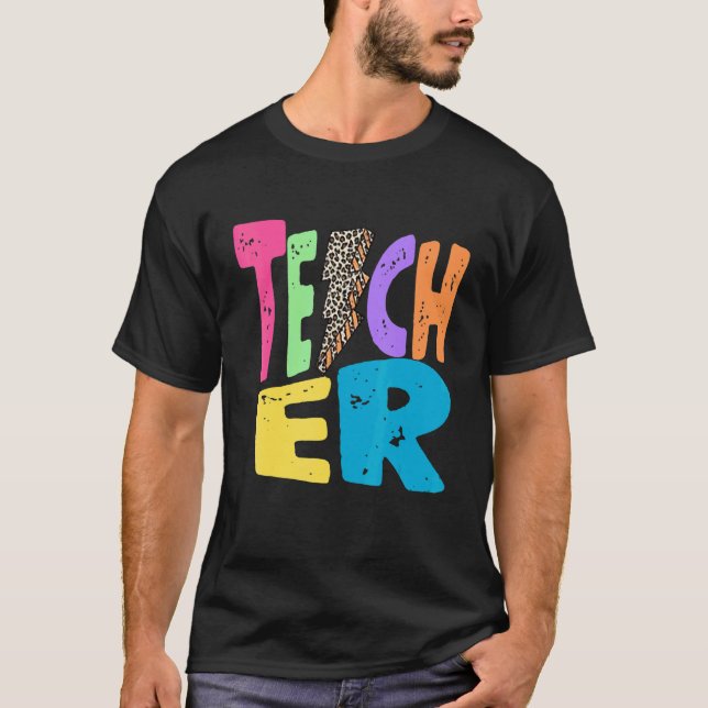 Camiseta Back To School Teacher Leopard Thunder Motivationa (Anverso)