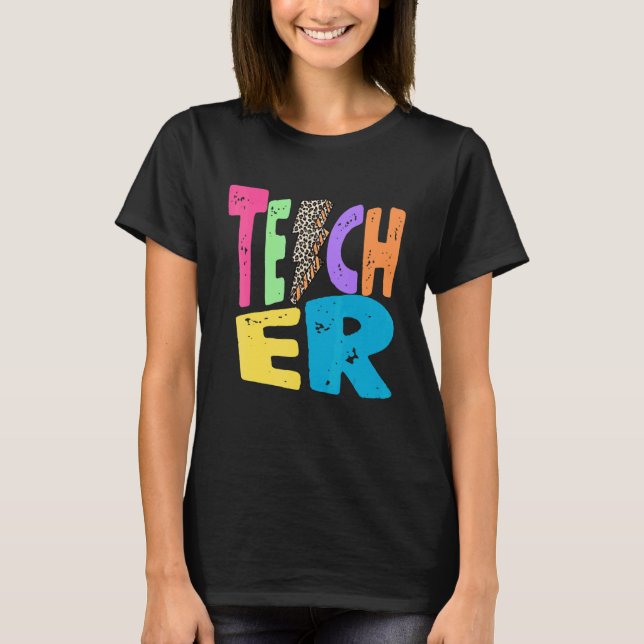 Camiseta Back To School Teacher Leopard Thunder Motivationa (Anverso)