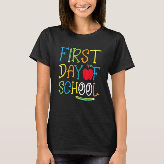 Camiseta Back To School Teacher Student Happy First Day Of  (Anverso)