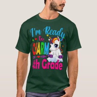 Camiseta Back to School Unicorn Ready to Charm 4th Grade
