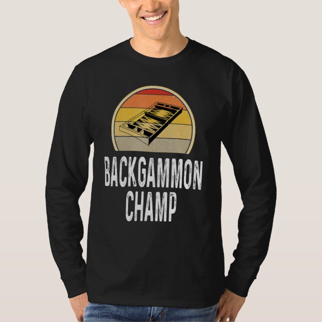 Camiseta Backgammon Champ Boardgame Board Game Player Retro (Anverso)