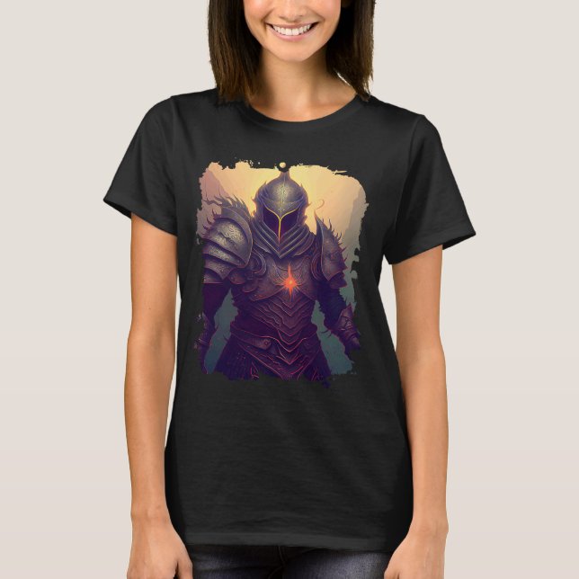 Camiseta Backprint Épic fantasy caballero héroe a la sombra (Anverso)