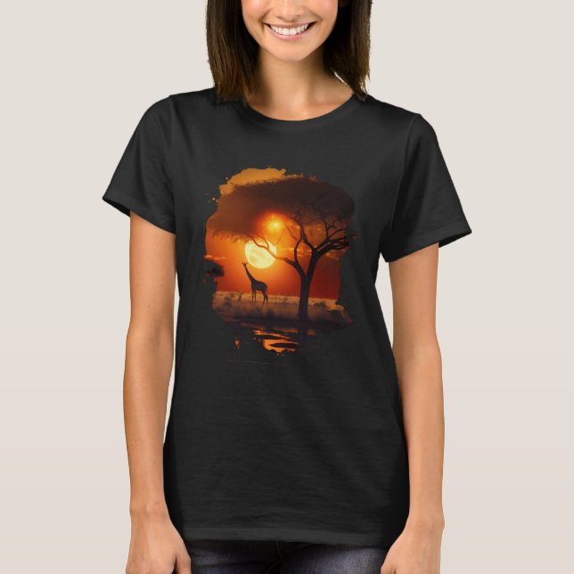Camiseta Backprint Giraffes in the hot savannah of Africa i (Anverso)