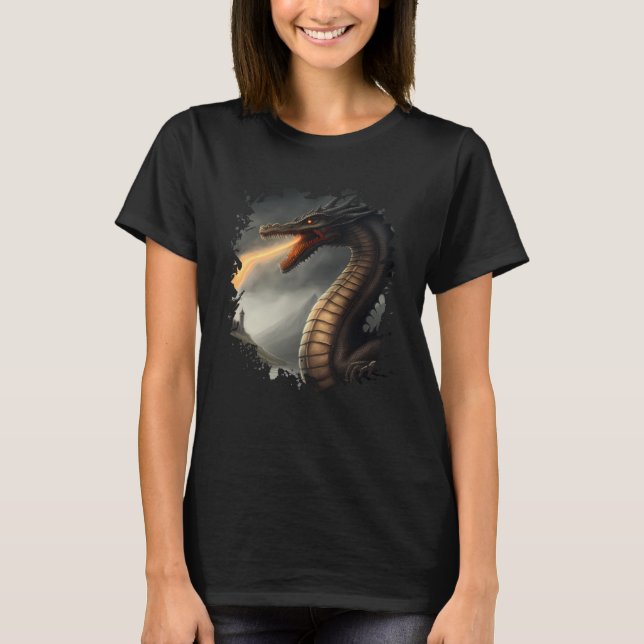 Camiseta Backprint Loch Ness Monster the Fire Breathing Dra (Anverso)