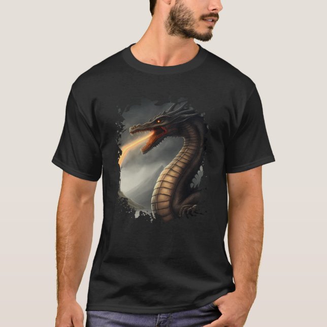 Camiseta Backprint Loch Ness Monster the Fire Breathing Dra (Anverso)