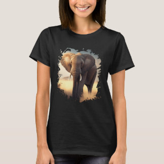 Camiseta Backprint Lonely elephant in the African savanna