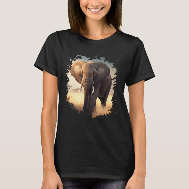 Camiseta Backprint Lonely elephant in the African savanna (Anverso)