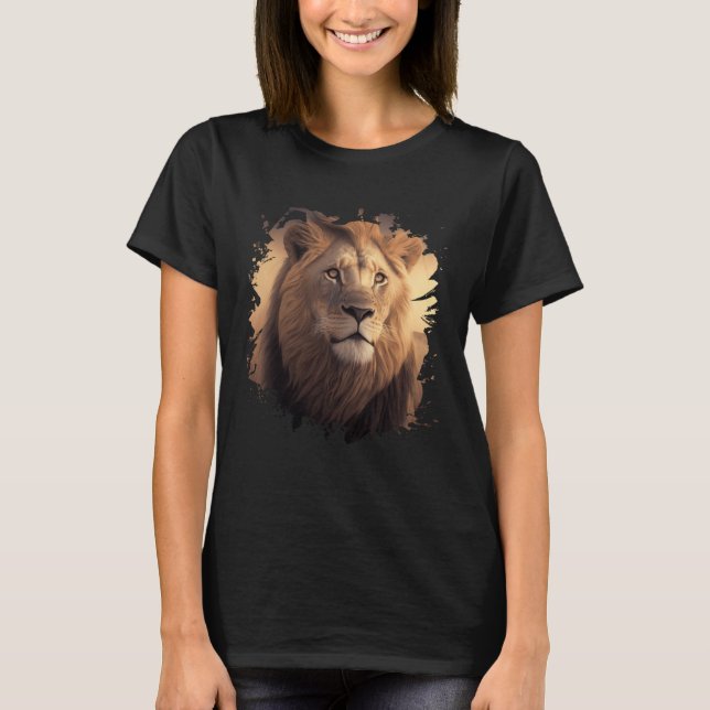Camiseta Backprint Majestic lion in the African savanna (Anverso)