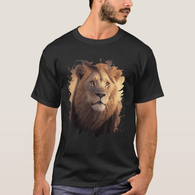 Camiseta Backprint Majestic lion in the African savanna (Anverso)