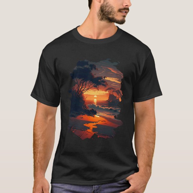 Camiseta Backprint Playa de ensueño tropical Relajación en  (Anverso)