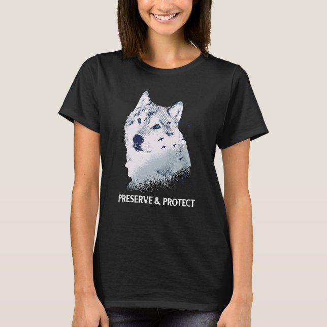 Camiseta Backprint Preserve and Protect wolves and wolf pac (Anverso)