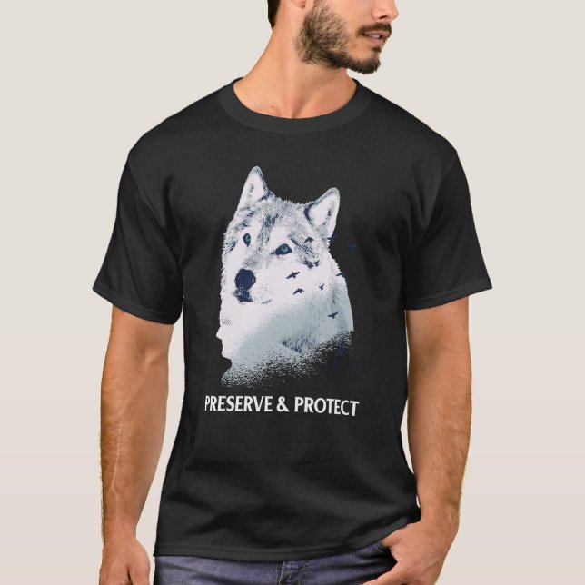 Camiseta Backprint Preserve and Protect wolves and wolf pac (Anverso)