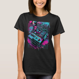 Camiseta Backprint Retrowave DJ Techno Futuresynth Synthwav