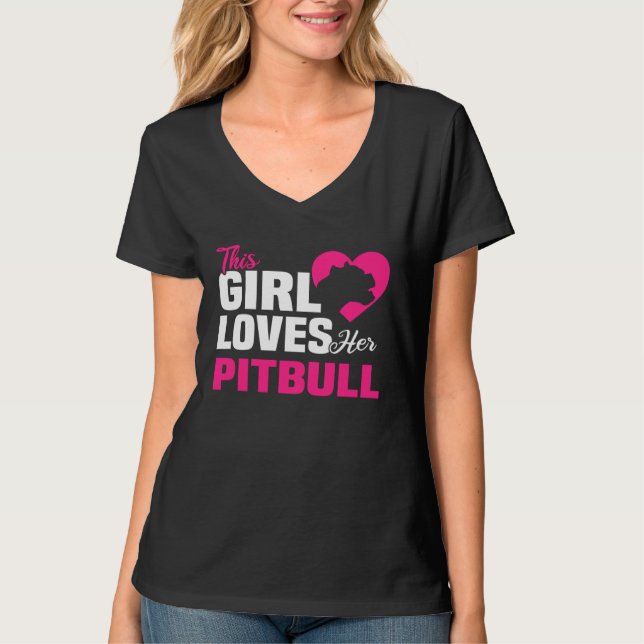 Camiseta Backprint This girl loves her Pitbull dog and dogs (Anverso)