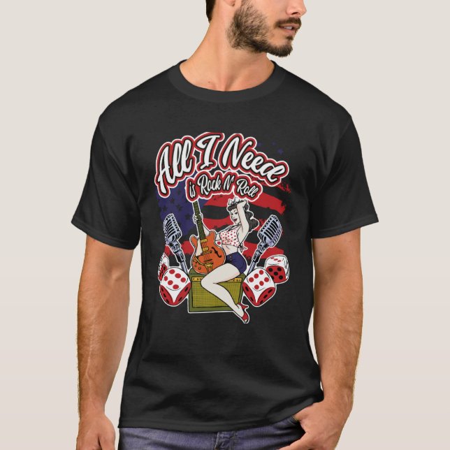 Camiseta Backprint Todo lo que necesito es rock N´Roll Vint (Anverso)