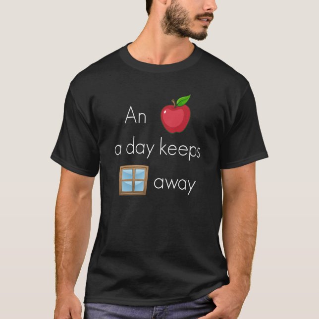 Camiseta Backprint Una Apple al día mantiene las ventanas l (Anverso)