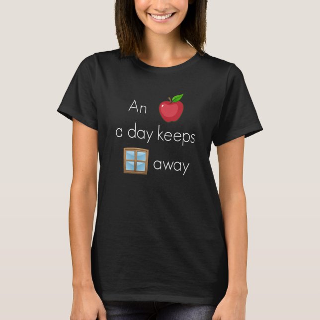 Camiseta Backprint Una Apple al día mantiene las ventanas l (Anverso)