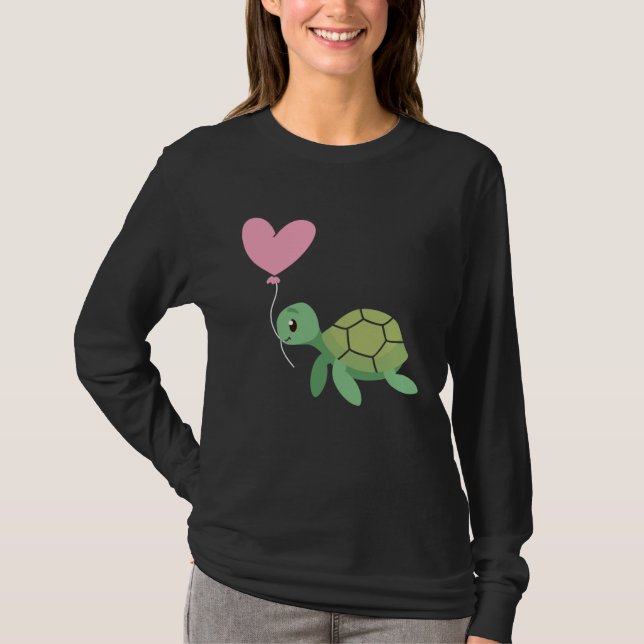 Camiseta Backprint Valentine s day turtle heart love (Anverso)