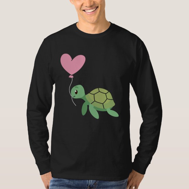 Camiseta Backprint Valentine s day turtle heart love (Anverso)
