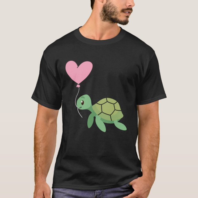 Camiseta Backprint Valentine s day turtle heart love (Anverso)