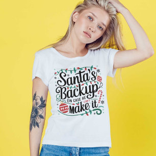 Camiseta Backup de Santa   Funny Family Navidades Tees